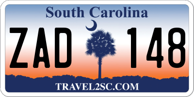 SC license plate ZAD148