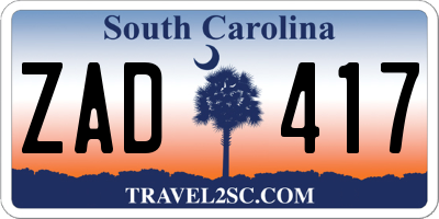 SC license plate ZAD417