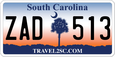SC license plate ZAD513