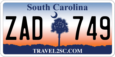 SC license plate ZAD749