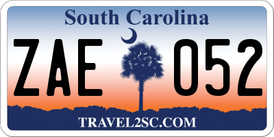 SC license plate ZAE052