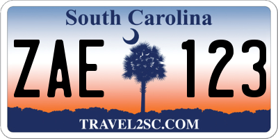 SC license plate ZAE123