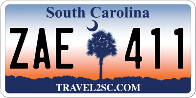 SC license plate ZAE411