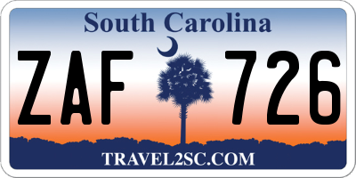 SC license plate ZAF726