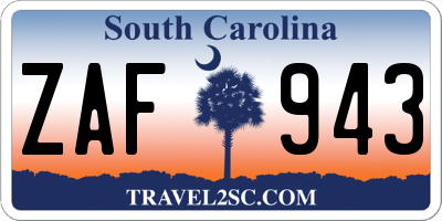SC license plate ZAF943
