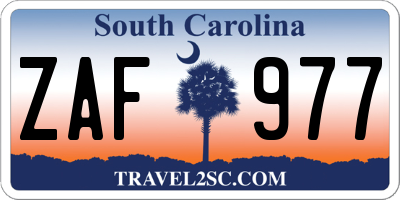 SC license plate ZAF977