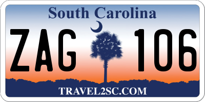 SC license plate ZAG106