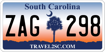 SC license plate ZAG298