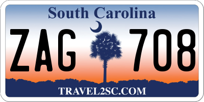 SC license plate ZAG708