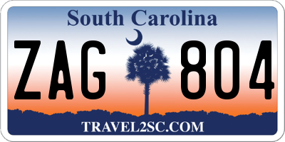 SC license plate ZAG804