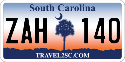 SC license plate ZAH140