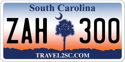 SC license plate ZAH300