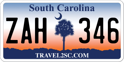 SC license plate ZAH346