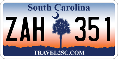 SC license plate ZAH351