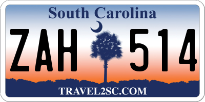 SC license plate ZAH514