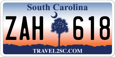 SC license plate ZAH618