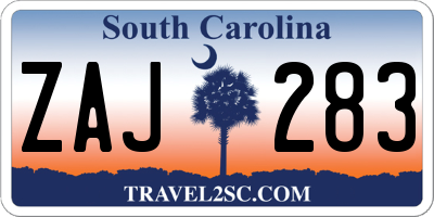 SC license plate ZAJ283