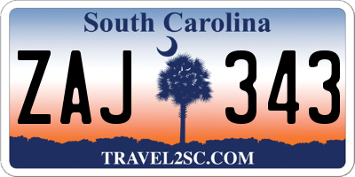 SC license plate ZAJ343