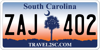 SC license plate ZAJ402