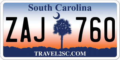 SC license plate ZAJ760