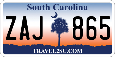 SC license plate ZAJ865