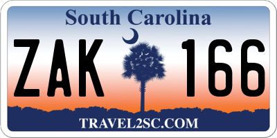 SC license plate ZAK166