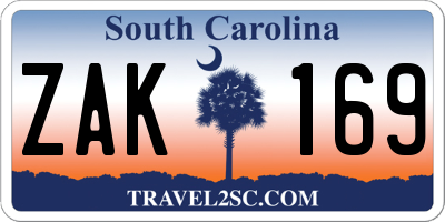 SC license plate ZAK169
