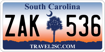 SC license plate ZAK536