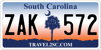 SC license plate ZAK572