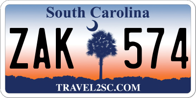 SC license plate ZAK574