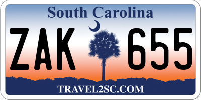 SC license plate ZAK655