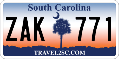 SC license plate ZAK771