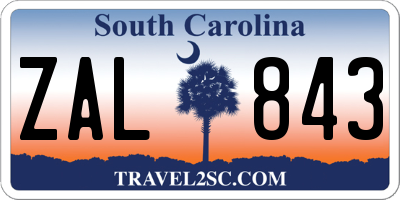 SC license plate ZAL843