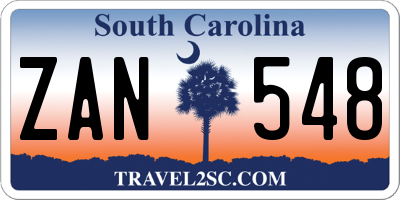 SC license plate ZAN548