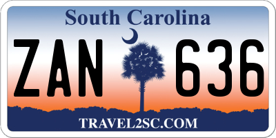 SC license plate ZAN636