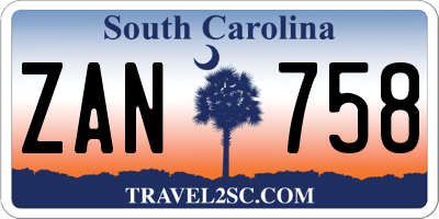 SC license plate ZAN758