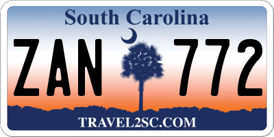 SC license plate ZAN772