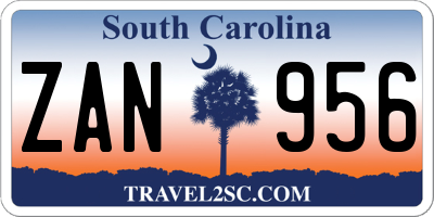 SC license plate ZAN956