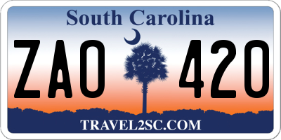 SC license plate ZAO420