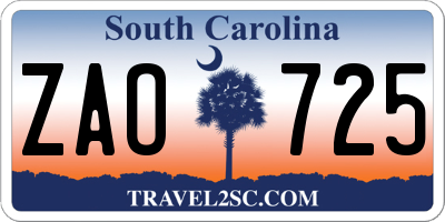 SC license plate ZAO725