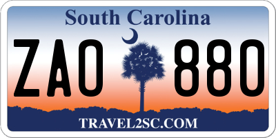SC license plate ZAO880