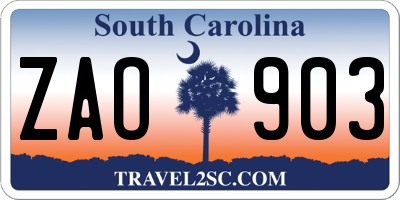 SC license plate ZAO903