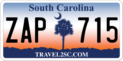 SC license plate ZAP715