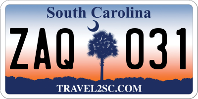 SC license plate ZAQ031
