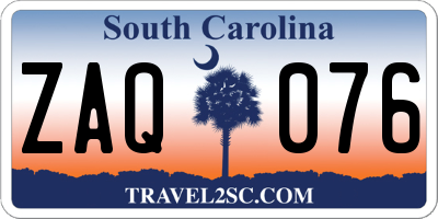 SC license plate ZAQ076