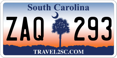 SC license plate ZAQ293
