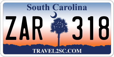 SC license plate ZAR318