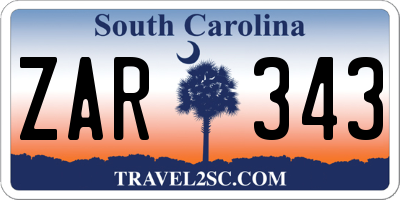 SC license plate ZAR343