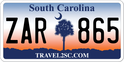 SC license plate ZAR865