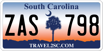 SC license plate ZAS798